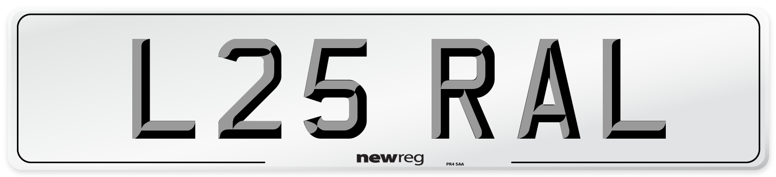 L25 RAL Number Plate from New Reg